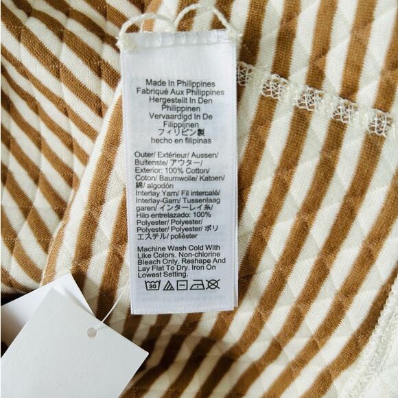 J.Crew Women's reversible quilted pullover crewneck sweater white/stripe-Size M - Picture 7 of 8